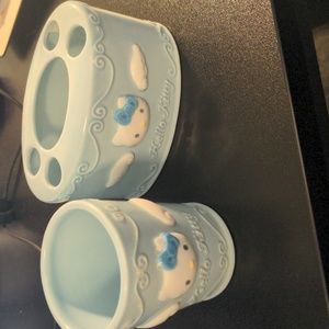 Vintage Angel Hello Kitty bathroom cup and toothbrush holder set